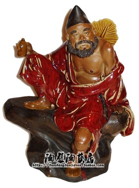 济公醉酒中式人物石湾公仔陶瓷客厅园林客厅玄关博古架手工摆件