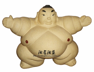 日本摔跤相扑手可爱陶瓷工艺石湾公仔酒店花园创意中式摆件