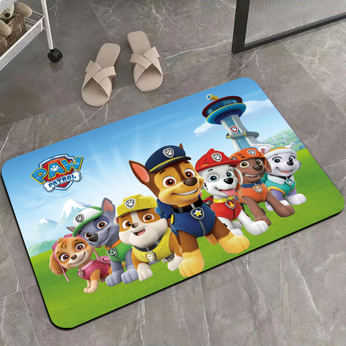 卡通汪汪队地垫浴室门口卫生间吸水防滑垫软硅藻泥速干脚垫免洗