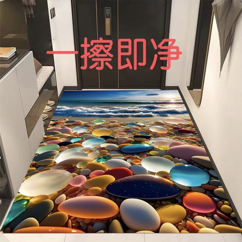 进门耐脏可擦洗走廊鹅卵石大海入户地垫走廊厨房门口脚垫吸水防滑