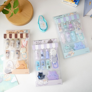 幽幽家族文具套装礼盒幽幽派对套装笔帽学生文具橡皮书签组合套装