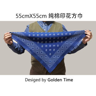 滚烫时光纯棉双面印花学生情侣方巾围脖头巾嘻哈街头复古机车领巾