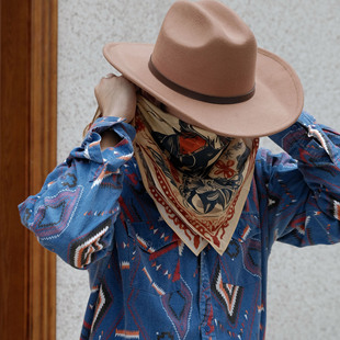 滚烫时光纯棉西部女牛仔方巾围脖街舞头巾vintage美式复古领巾