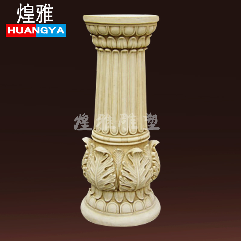 玻璃钢GRC人造砂岩浮雕半叶柱墩欧式罗马柱雕塑园林酒店装饰定制