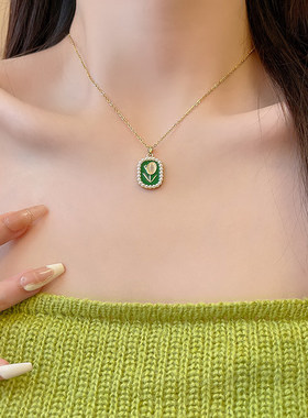 超仙郁金香珍珠项链女2026新款爆款夏天小清新锁骨链法式轻奢颈链