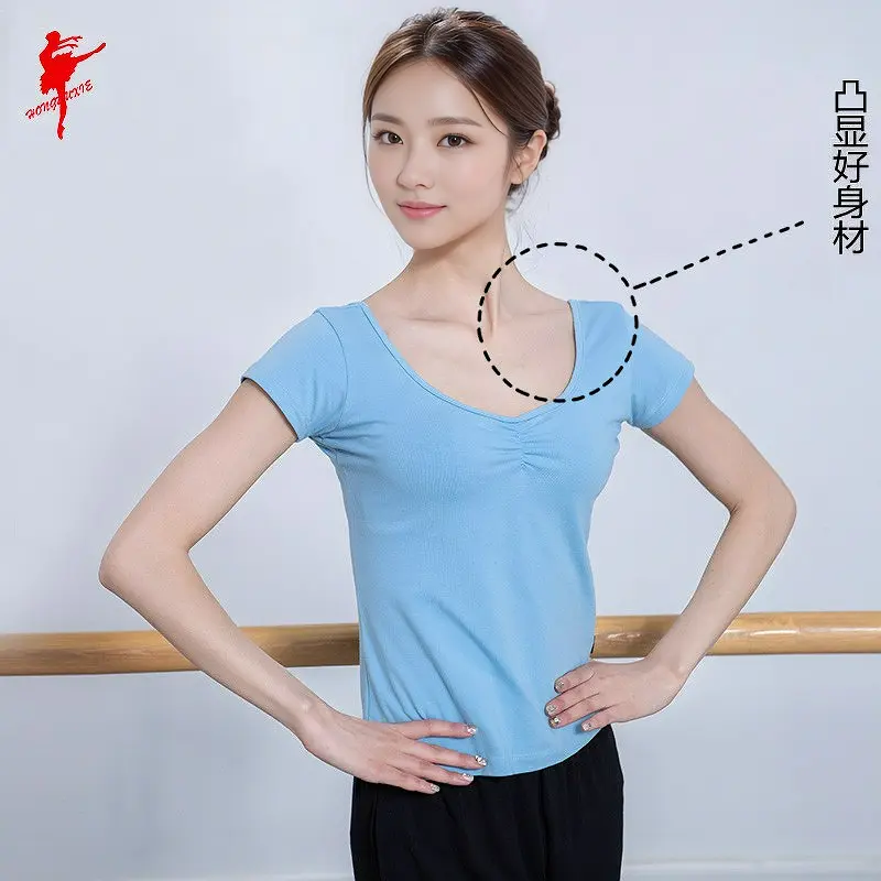 舞蹈服服装薄棉前抽带鸡翼袖练功