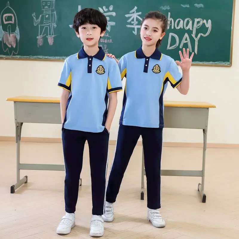夏季短袖套装小学生校服情侣运动