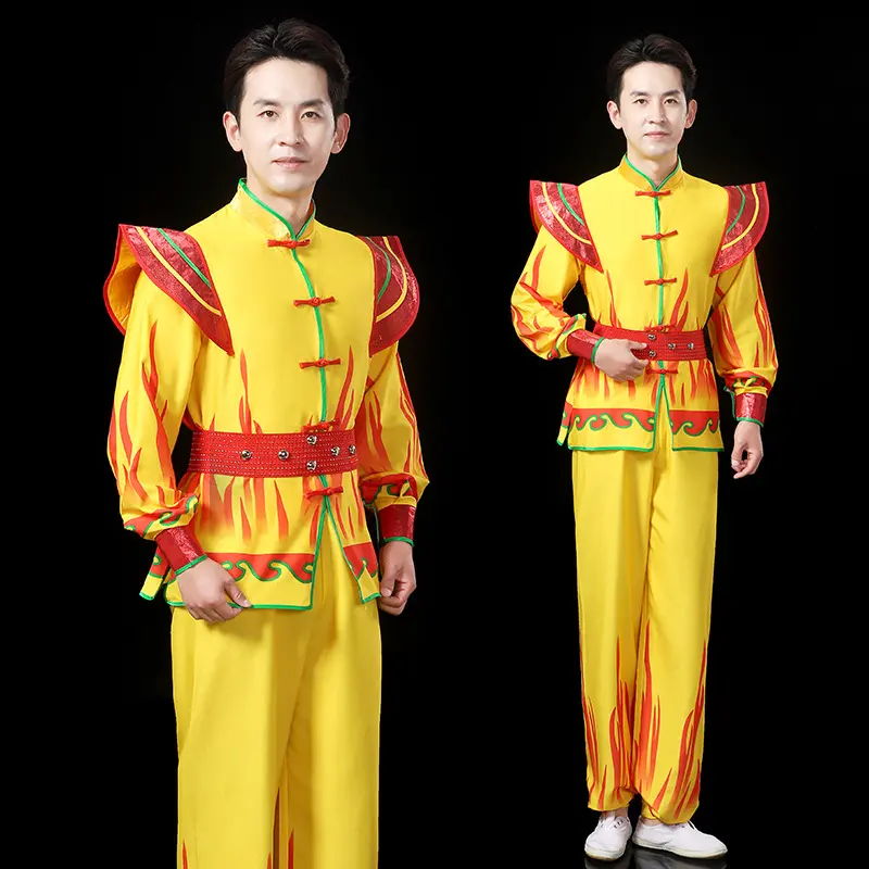 锣鼓队表演服装打鼓演出服红色