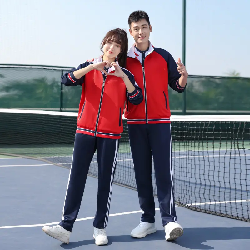 秋季情侣装春秋班服红色校服套装