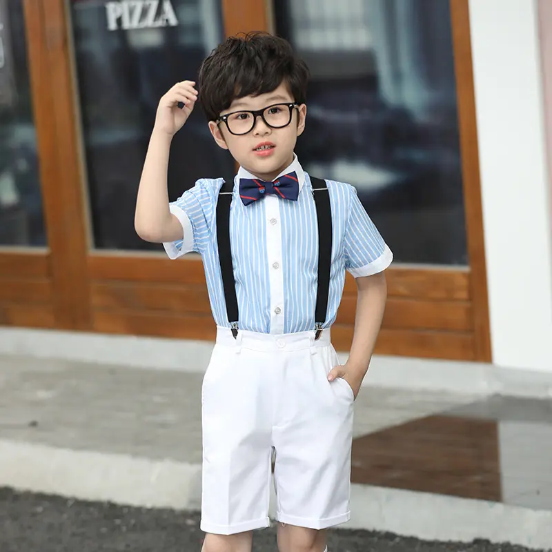 儿童礼服男套装背带裤男童表演服