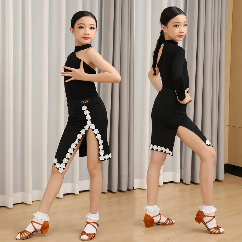 儿童拉丁舞蹈服女分体上衣练功服