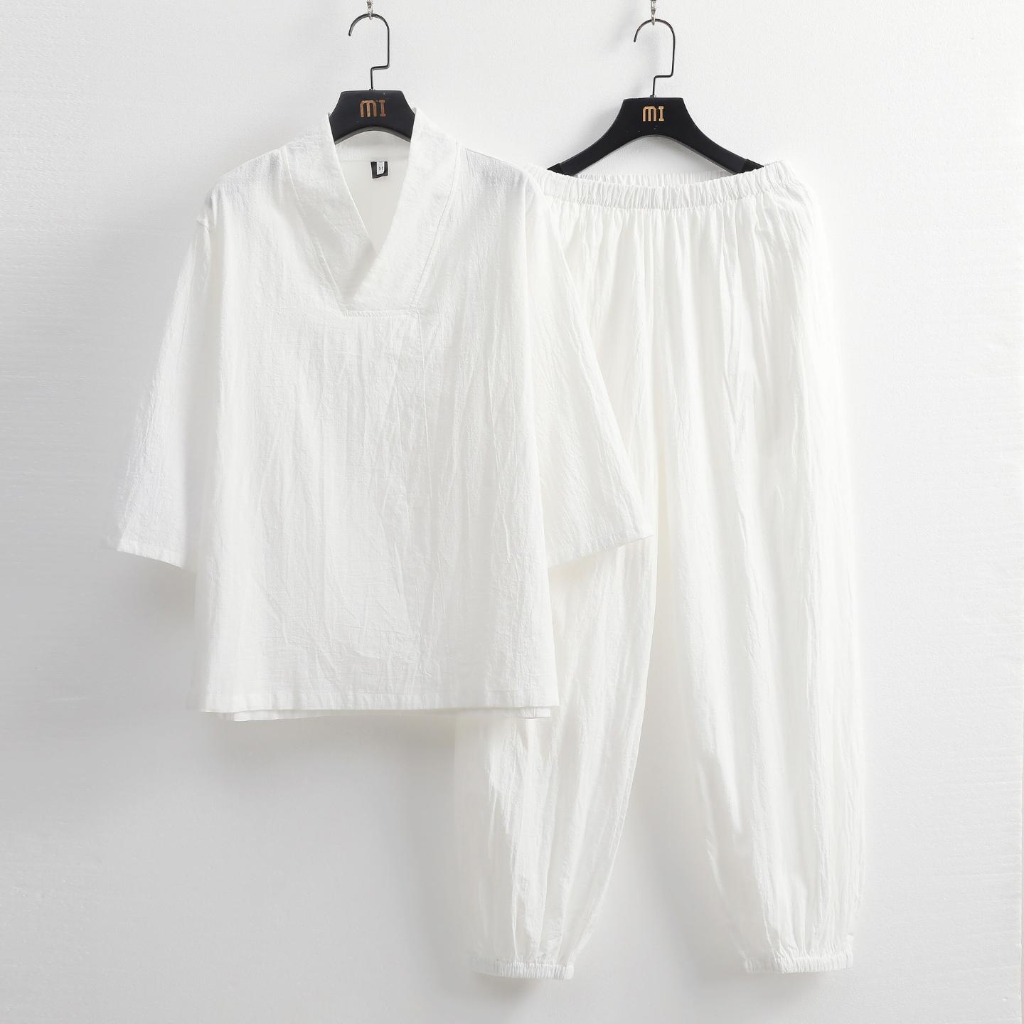 佛系禅修居士服套装男女同款棉麻