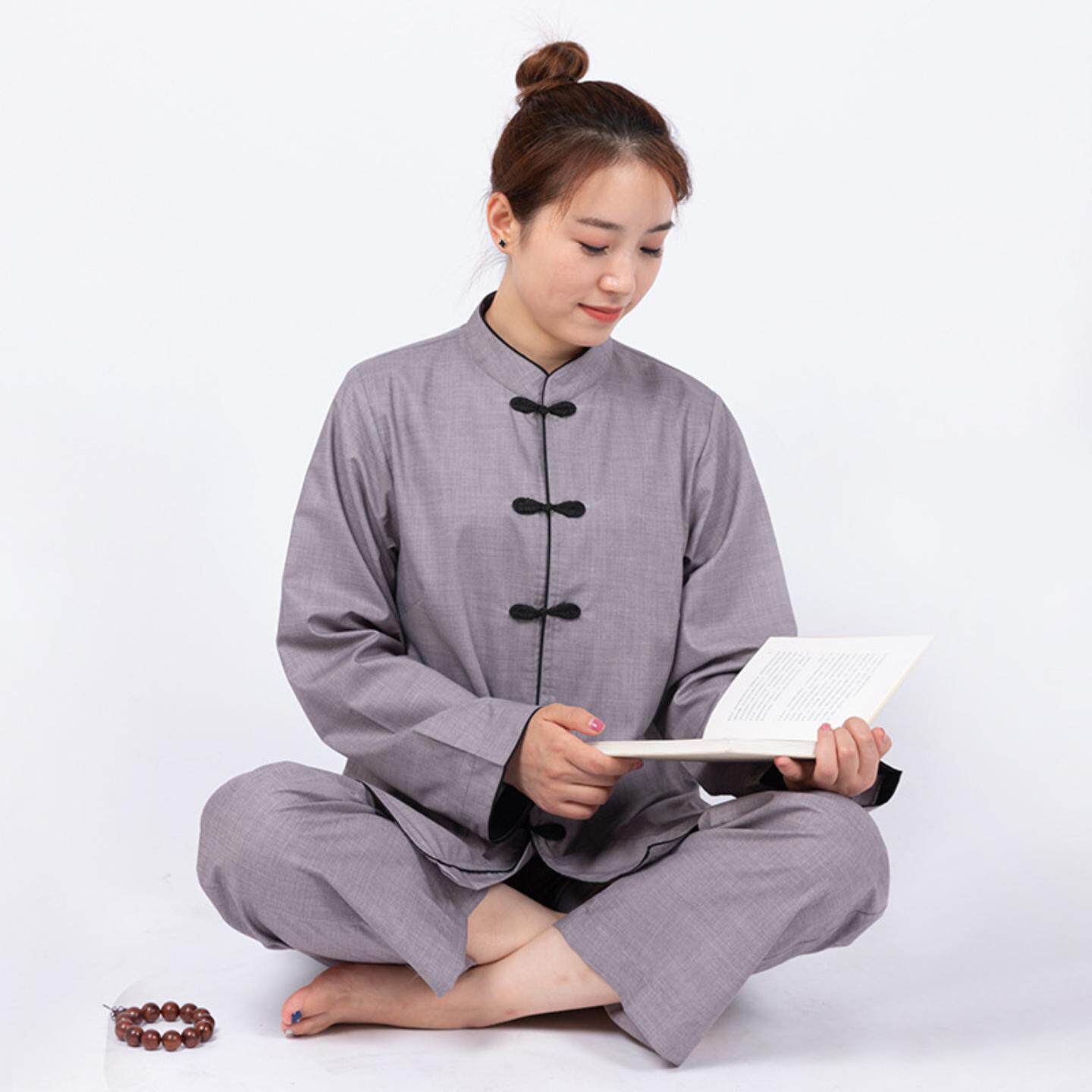 女款立领黑边居士禅修服套装|+
