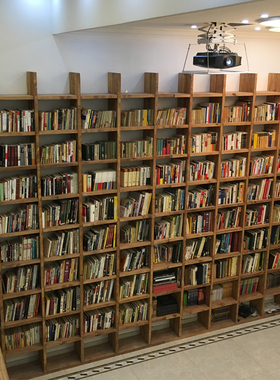 定制老榆木书架 松木书架 隔断吊柜 实木书柜格子架 定制满墙书架