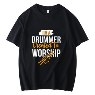 架子鼓鼓手礼物乐器乐队夏季男女青少年学生儿童纯棉短袖T恤衣服