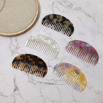 网红跨境醋酸板材几何梳子豹纹简约发梳日韩系复古气质半圆型梳子
