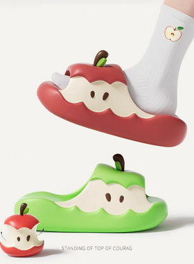 鸳鸯苹果拖鞋夏季卡通可爱女士外穿防滑室内家居情侣EVA凉鞋厚底