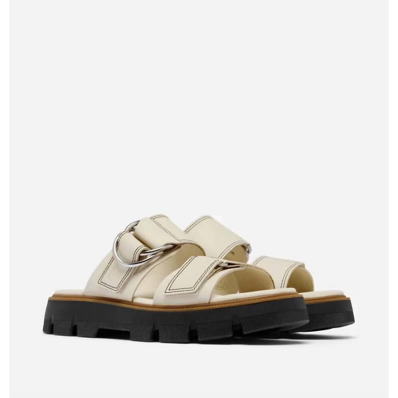 SOREL女士拖鞋舒适轻便透气防滑米白色黑色可调节带金属扣夏季