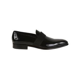 尖頭漆皮樂福鞋 SANTONI 休閑 男士 黑 商務休閑百搭光面皮鞋