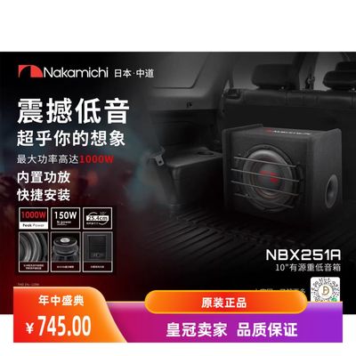 NAKAMICHI中道汽车音响10寸有源超薄箱体低音箱喇叭NBX251A