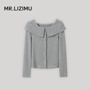 百搭减龄线衫 女设计感打底毛衫 温柔风一字肩针织衫 李子木先生法式