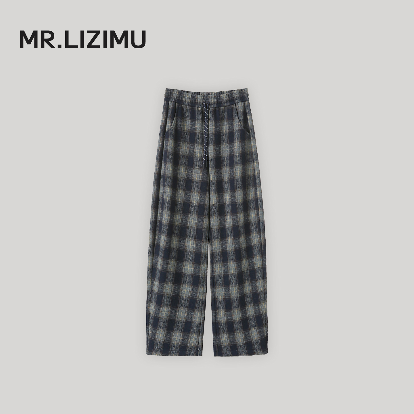 秋冬加厚休闲格子裤女百搭直筒裤