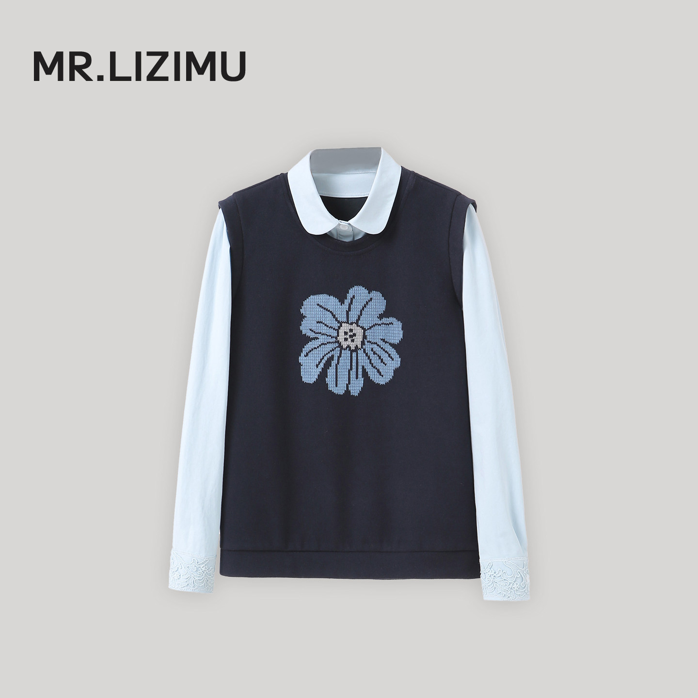 李子木先生2026早春新款卫衣女翻领设计感假两件休闲百搭洋气上衣