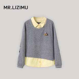 李子木先生休闲假两件卫衣女2026春季新款POLO领宽松减龄百搭上衣