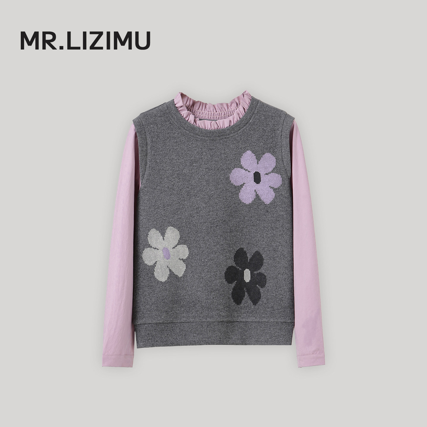 李子木先生洋气花边领春装卫衣女2026新款减龄百搭假两件打底上衣