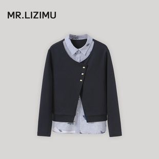 翻领设计感气质百搭上衣开衫 李子木先生假两件卫衣女2026春季 新品