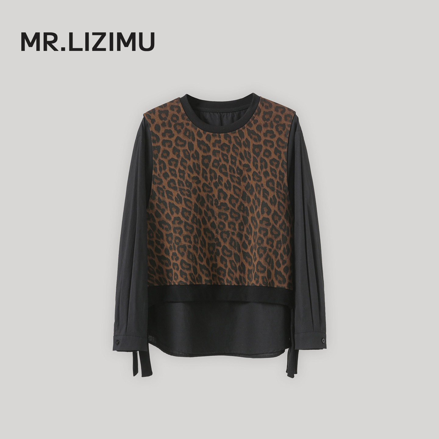 李子木先生休闲圆领套头卫衣女秋冬叠穿假两件显瘦百搭上衣打底衫