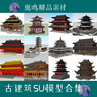 261-古建筑寺庙大殿山门SU模型精心整理寺庙大殿设计效果图