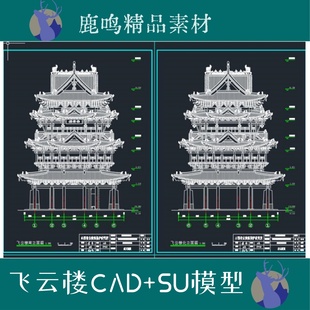 86-山西古建筑测绘飞云楼CAD+SU模型