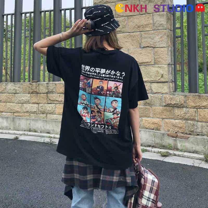 GYASTAL哆啦A夢和平印花短袖男女卡通動漫街頭情侶INS國潮T恤夏裝在類目 男裝, T恤中 - 來自Buy2taobao.com提供專業的淘寶代購服務