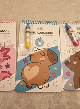 出口美国 ALEHOP原装卡皮巴拉动物小熊变色龙神奇水画本 遇水显色