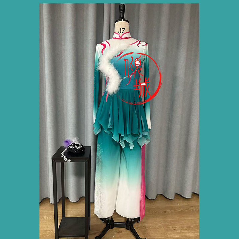 独舞飘逸扇舞表演服幻狐胶州秧歌舞蹈服艺考剧目演出服定制