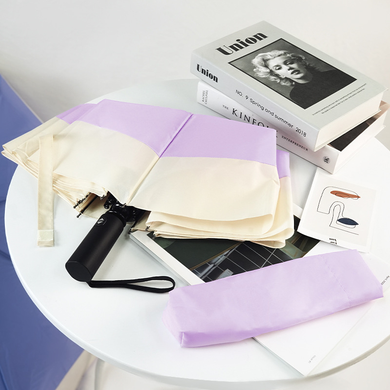 德国工艺全自动撞色雨伞折叠伞高级感女士伞日韩风格简约接边加固