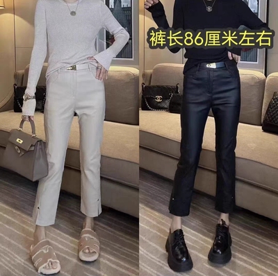 欧货涂层直筒裤休闲裤