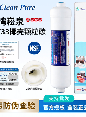 台湾崧泉大T33高端后置椰壳颗粒活性炭滤芯箱式净水器饮水机配件