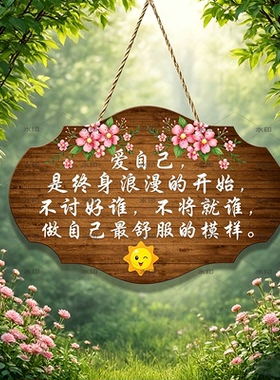 爱自己花朵励志治愈系装饰挂牌