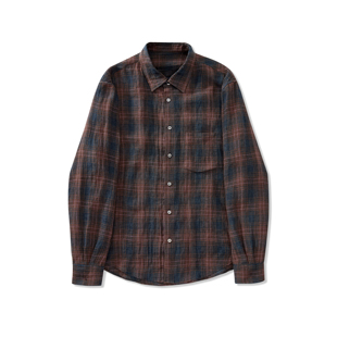 高支纯亚麻复古格纹肌理长袖 PURE2 LINEN SHIRT 衬衫