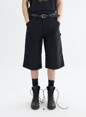 PURE2 DBL-KNEE SHORTS 鼹鼠皮水洗做旧双膝七分工装短裤