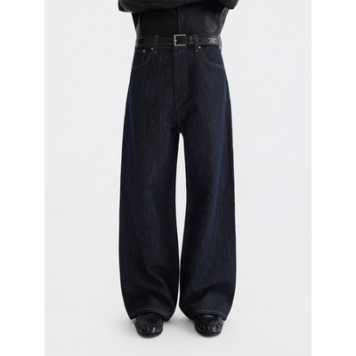 PURE2和纸混纺巴黎扣直筒牛仔裤