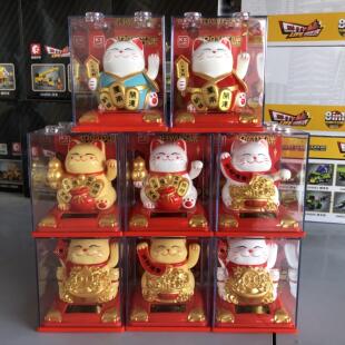 酷炫太阳能招财猫自动招手开业车载聚宝盆八方来财桌面摆件装饰品