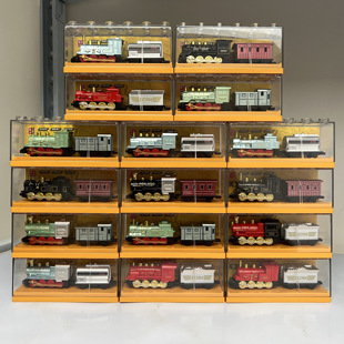 酷炫合金复古蒸汽火车带展示盒高铁绿皮车厢惯性玩具车模型男礼物