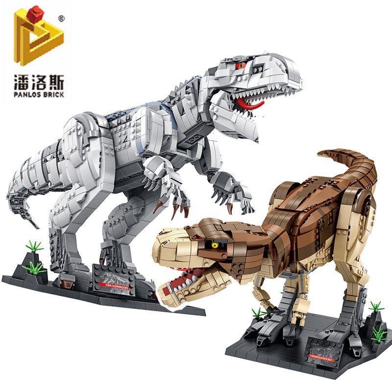 潘洛斯恐龙系列611001-02霸王龙暴虐龙儿童拼装插益智小颗粒积木
