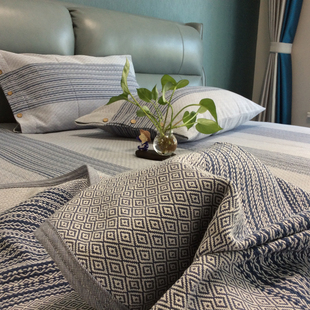 轻奢特厚提花老粗布三件套加厚100全棉双面床单纯棉加密家纺新品