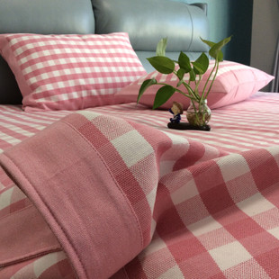 夏季 凉席纯棉老粗布三件套加厚床单空调软席1.8m床上双面折叠席子