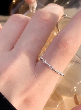 s925纯银麻花爱心绳结戒指简约女