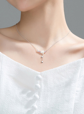 s925纯银樱花贝壳吊坠项链女甜美